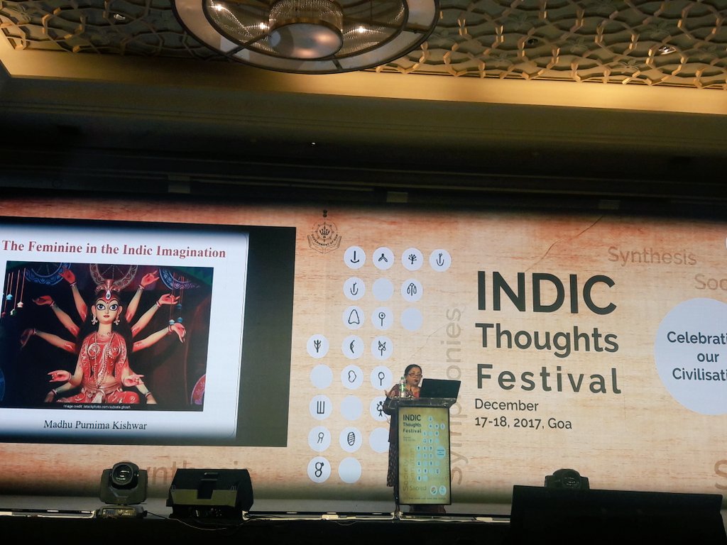 vikramsampath's tweet photo. @madhukishwar abt the feminine in the Indic imagination at @indfoundation Indic Thoughts Festival #ITF2017 https://t.co/oKKXkTsGcs