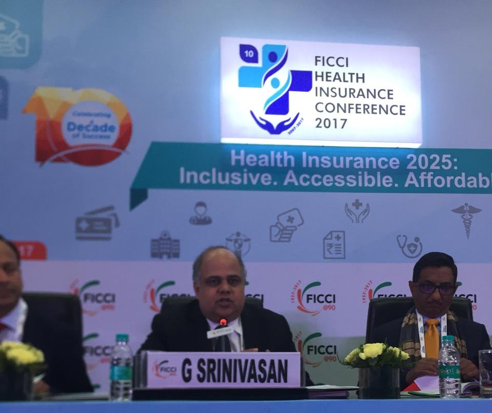 ficci_heal's tweet photo. "Gone are the days when the #healthcareindustry worked with losses."Mr G Srinivasan – Chairman, #FICCI #HealthInsuranceCommittee. #FICCIHIC2017 #HealthInsuranceConference https://t.co/P882Z4tq90