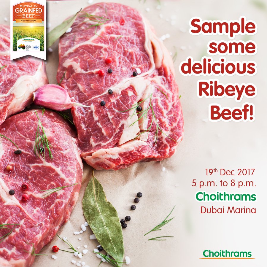 choithramsuae's tweet photo. Visit Choithrams Marina for Mouth watering delicious beef sampling on 19th Dec, 2017. 5pm to 8pm.
#Choithrams #fullofgoodness #grainfed #beef #ribeye #ribeyebeef #marina #mydubai #uae #happinessatchoithrams https://t.co/L5VXCmIszd
