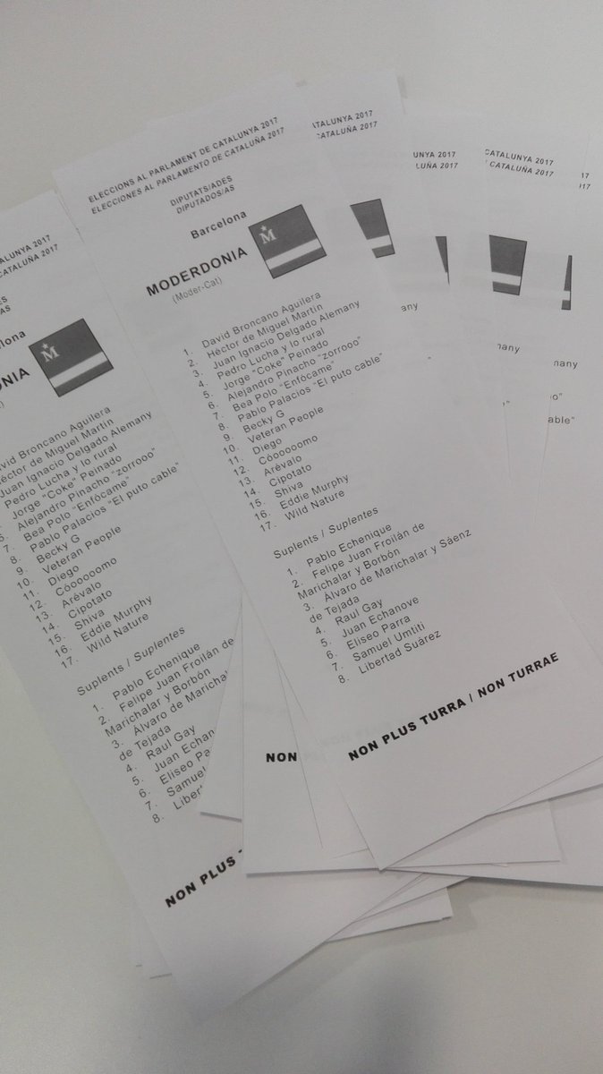 A tope para el 21-D ! #Moderdonia 
@VidaModernaOML  <a href="/davidbroncano/">David Broncano</a>   <a href="/_Queque_/">(ɴᴏ sᴏʏ) Quequé</a>  <a href="/IgnatiusFarray/">Ignatius Farray</a>  <a href="/a_pinacho/">Álex Pinacho</a> <a href="/moderdonia/">neoModerdonia</a> #LaVidaModerna  @ejercitodeshiva <a href="/polichiaLVM/">La polichía</a>