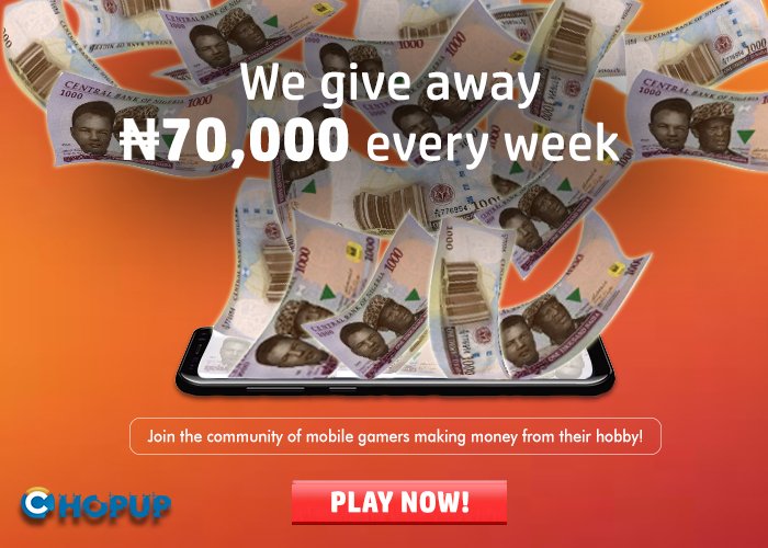 Chop_Up's tweet photo. Yes thats correct! Join the community of mobile gamers making money off their hobby! Click https://t.co/ZaKokN5KZ2 .@mypaga .@nairaland .@lindaikeji .@bellanaija .@nl_official #money #chopup #esports #mobilegames #nigeria https://t.co/FaRFMevg2S