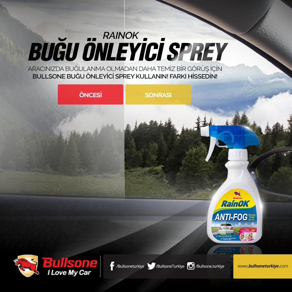 BullsoneTurkiye's tweet photo. RainOK BUĞU ÖNLEYİCİ SPREY 280ML

Araç içi buğulanmayı önler ve sürücü dikkati dağılmadan aracını sürer.
Etkisi 10 güne kadar sürer.
Ev, araba camına veya aynasına, gözlük camlarına uygulanabilir.

Satın Almak İçin: https://t.co/9vghgMWqzE https://t.co/nNVhQMLtWQ