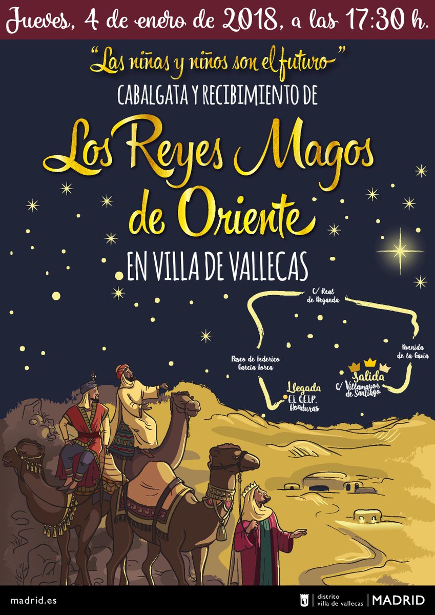 👑🎁Cabalgata 2018 en Villa de Vallecas🎄👑 "Las niñas y los niños son el futuro". Jueves 4 de enero de 2018 a las 17:30 horas. ¡No te la pierdas!