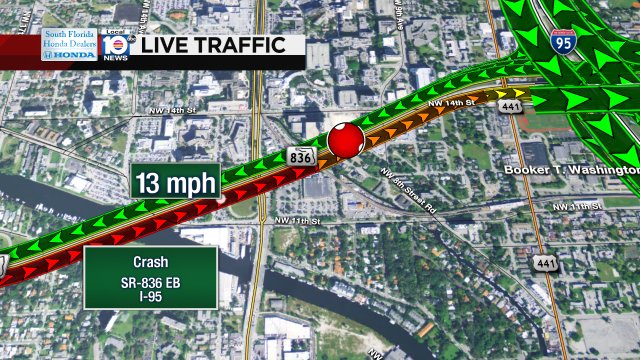 Crash on SR-836 EB approaching I-95 #traffic https://t.co/r2LTnUTZ0o