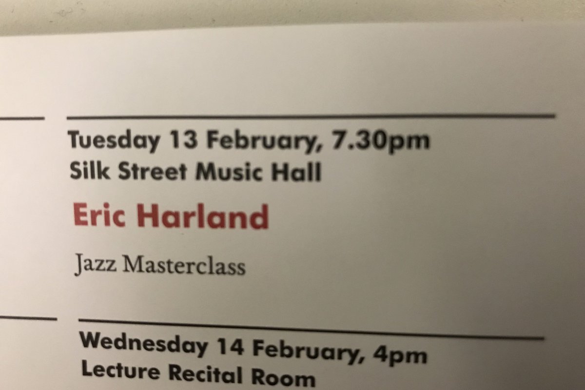 LondonJazz's tweet photo. It’s always worth a quick flick through the free events at @guildhallschool @GuildhallJazz - like this @harland_eric masterclass...#holdontoyourhihats https://t.co/yb86JYtMYn
