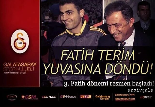 Sizden fazla birşey istemiyoruz sadece
4.Fatih dönemi resmen başladı diyin o yeter
<a href="/GalatasaraySK/">Galatasaray SK</a>