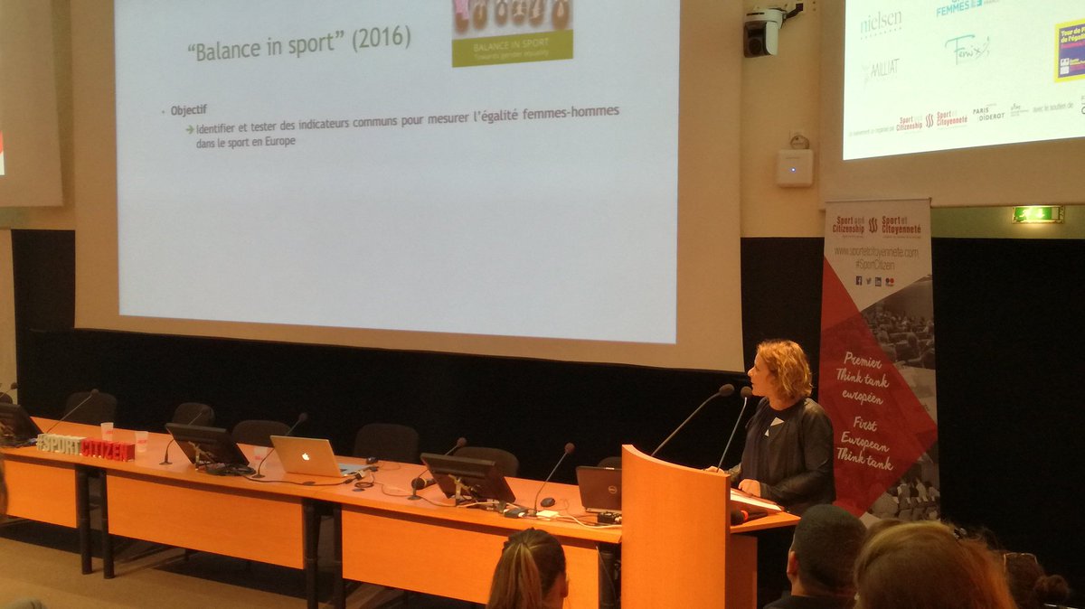 SportandCitizen's tweet photo. Et l'UE dans tout ça 🇪🇺? #ClothildeTalleu présente les actions du @CoE_fr et notamment le projet #BalanceInSport https://t.co/1hWv72VVYI