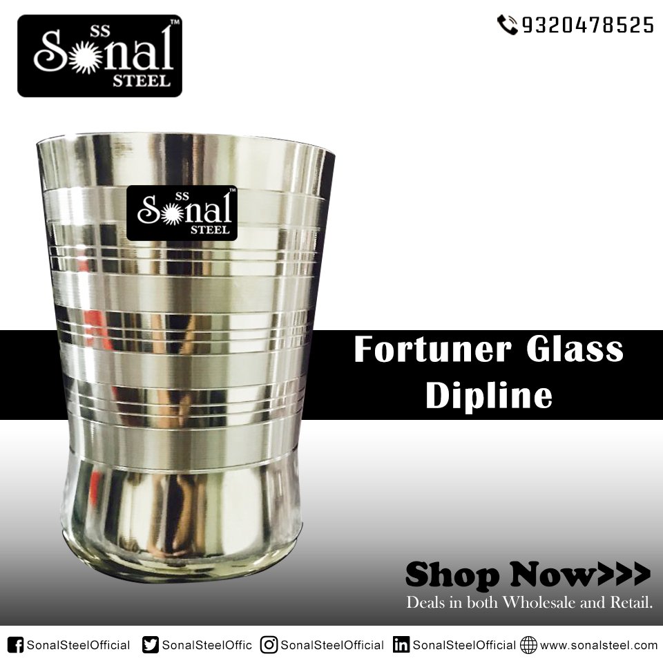 SonalSteelOffic's tweet photo. Give your kitchen a new look with a range of stylish stainless steel glasses from Sonal Steel.
Fortuner Glass Dipline
#BestDeals #BestQuality #SonalSteel.
#Fortuner #Glass #Dipline #StainlessSteel #Utensils #Kitchenware #SSDinnerSet #SSGlasses #SSTeaCoffee #SugarSet https://t.co/8YOPcSNCe0