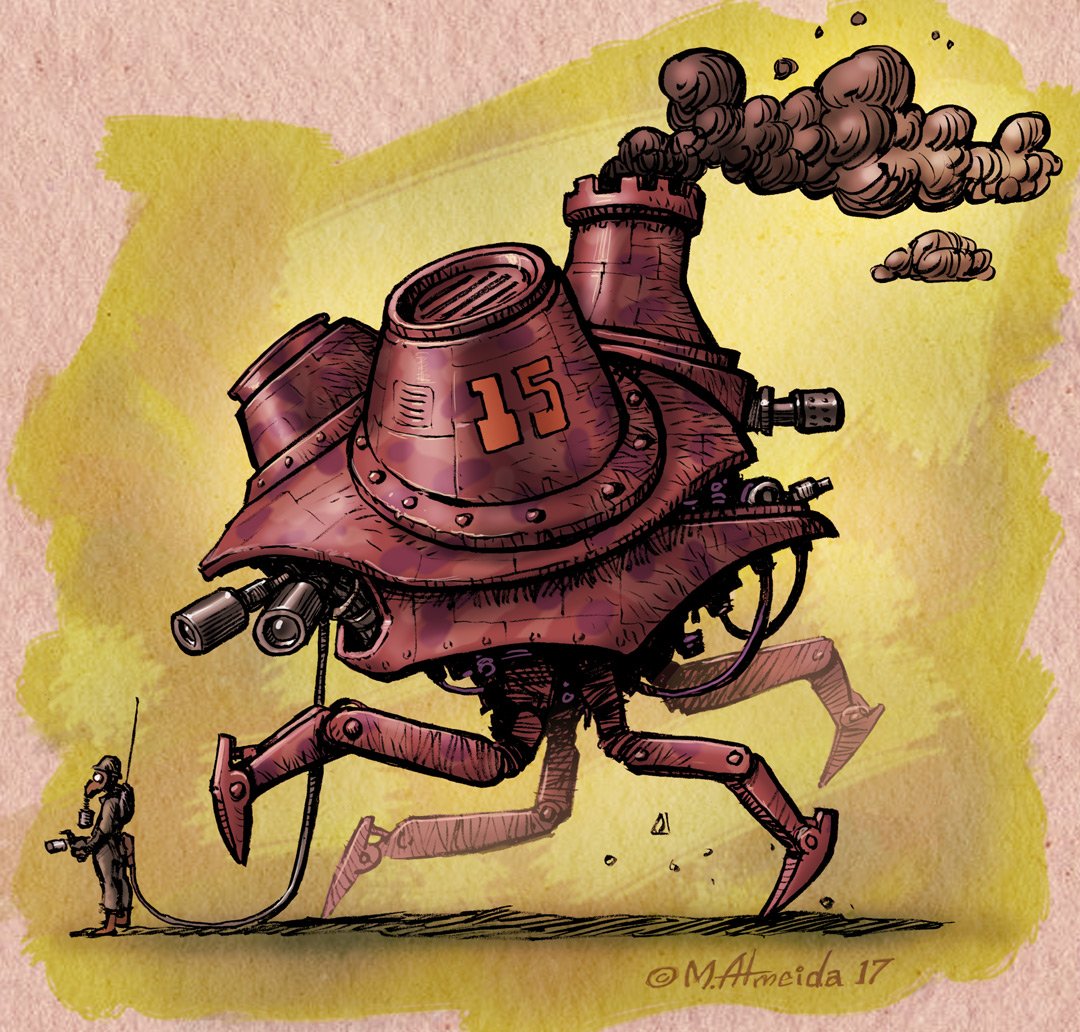 marshallartguy's tweet photo. Out for a walk. #sketchbook #sketching #inksketch #inksketches #inksketching #sketchbookart #sketchbookartist #sketchbookartists #sketch_daily #sketchdaily #sketch_book #comicart #comicartist #artistontwitter #drawing #drawings #sketchalicious #robots #crabbot #militaryrobot https://t.co/wsfuT9Tf92