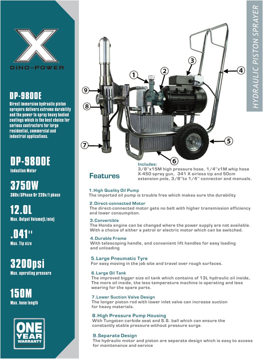 DP-9800E Electric powered hydraulic pump paint sprayer with good quality and cheaper price for heavy coating