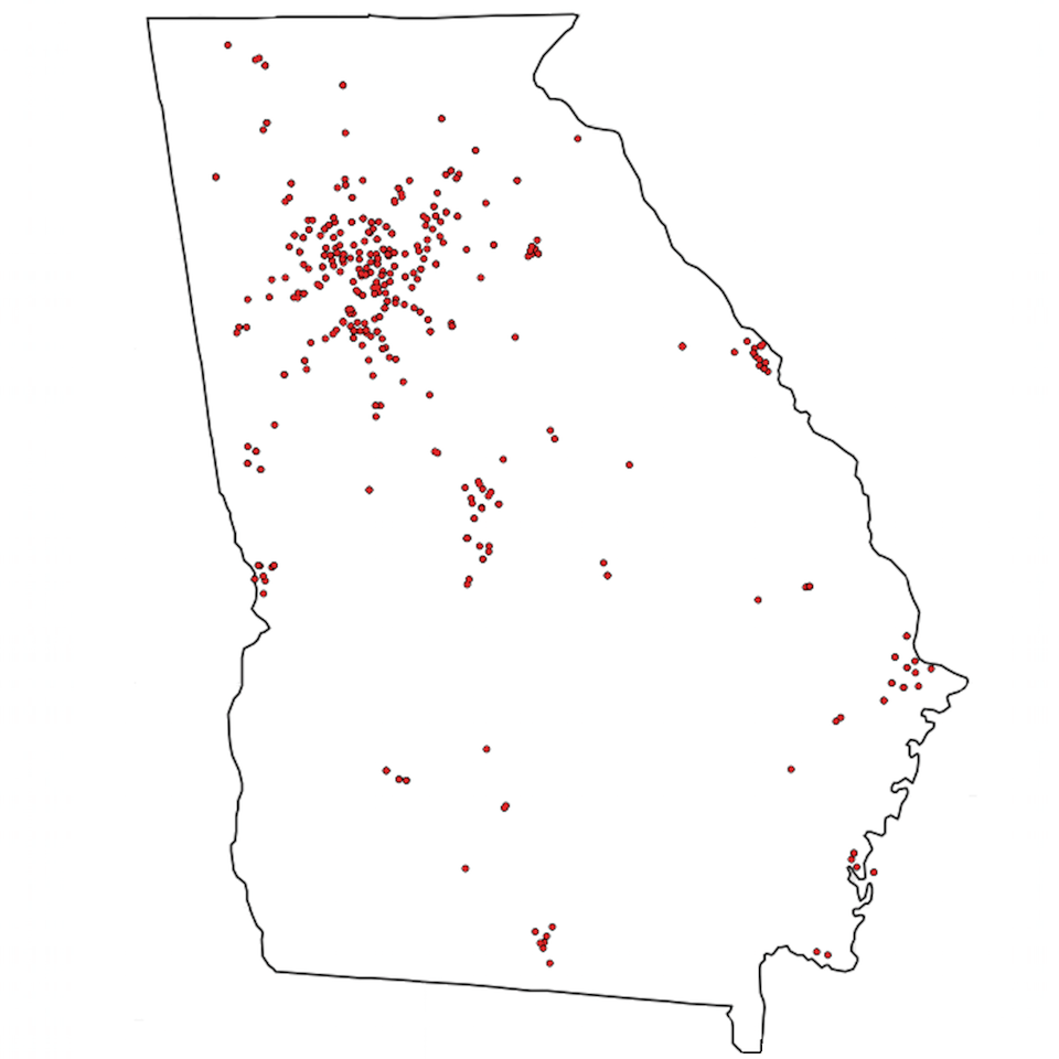 weeklymap's tweet photo. This week's map is up! It was inspired by an idea from the students of Eastside High School in Covington, Georgia, who did the work to track down the data. Can you make sense of it? | https://t.co/Ss7XtcsQrA https://t.co/j02ULV9vUd