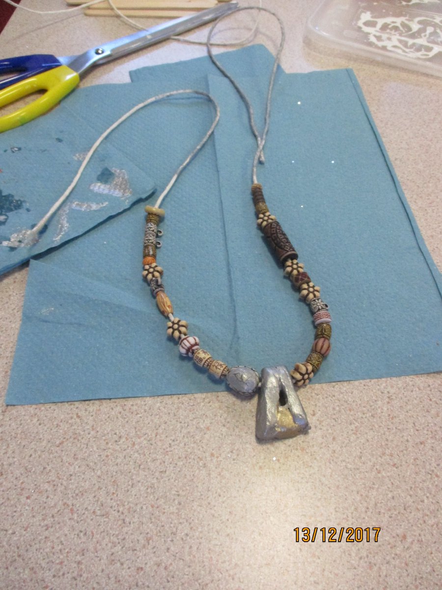 class4stonefold's tweet image. Class 4 had a very creative week, last week, we finished our amazing Anglo-Saxon necklaces and made Christmas cards.