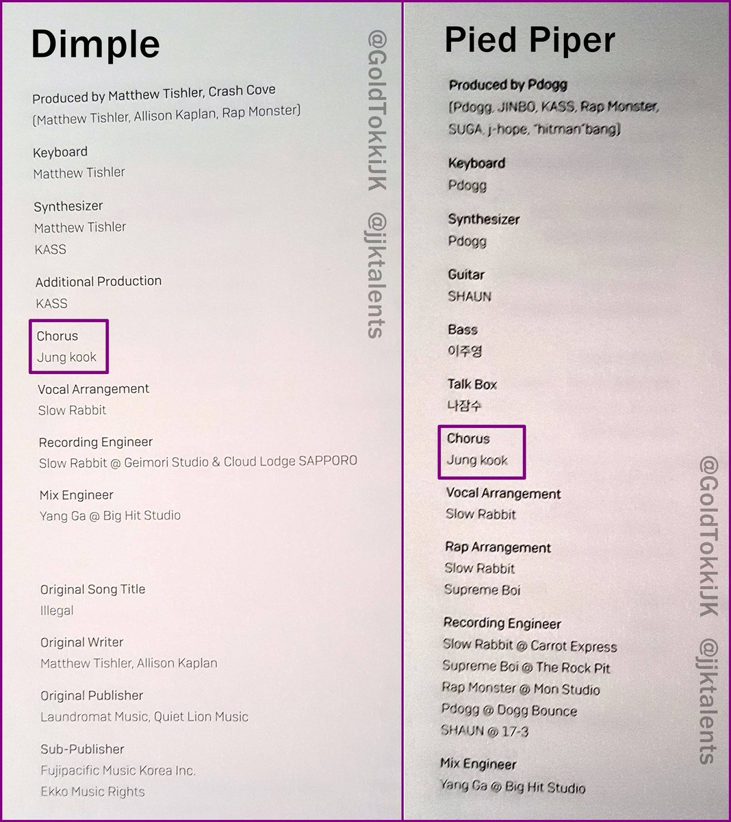 2/2Jungkook's creditsLove Yourself: Her (BTS 5th EP album)Chorus:DNABest of MeDimplePied PiperMIC DropGo Go #Jungkook  #정국