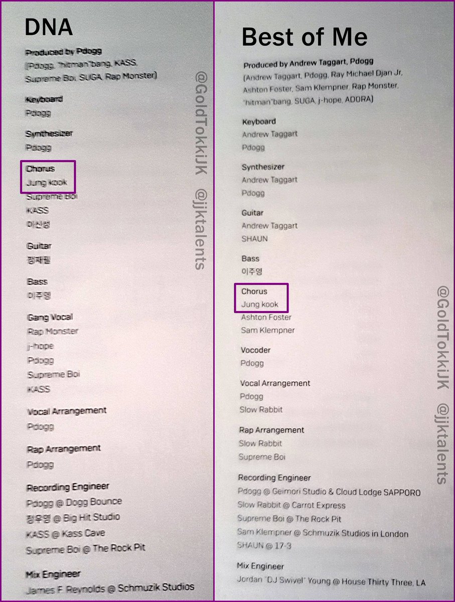 2/2Jungkook's creditsLove Yourself: Her (BTS 5th EP album)Chorus:DNABest of MeDimplePied PiperMIC DropGo Go #Jungkook  #정국