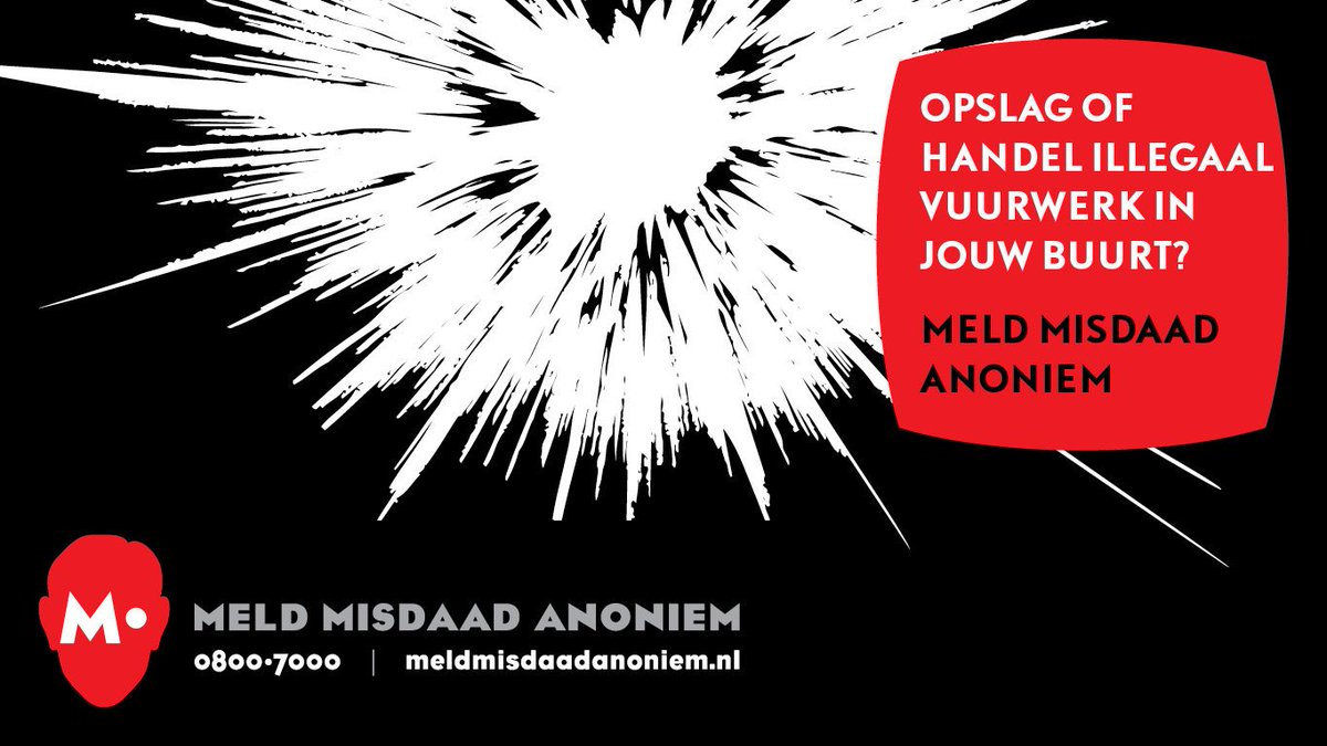 M08007000's tweet photo. Illegaal vuurwerk leidt tot levensgevaarlijke situaties. Weet jij meer over de opslag of handel? Meld Misdaad Anoniem via 0800-7000 of online https://t.co/hWtzzhxJjK #vuurwerk https://t.co/Eooj8LRcbf
