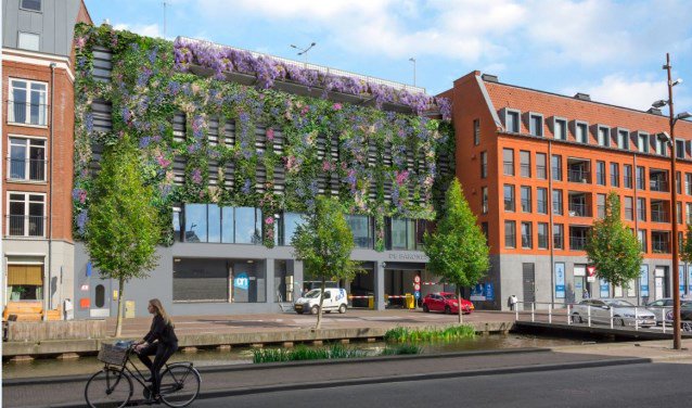 SteenbreekNL's tweet photo. Parkeergarage de Barones in Breda krijgt een groene gevel. Onlangs heeft wethouder Paul de Beer de eerste planten aan de gevel opgehangen https://t.co/Qntk6u1mG2 @PauldeBeerD66 https://t.co/keXmvgF0VS