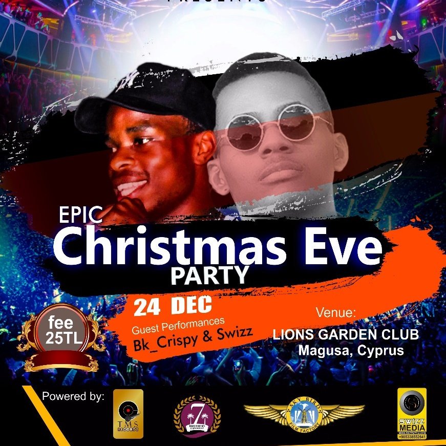 iamswizz's tweet photo. Happing so fast, Blessing upon Blessing, Join me on 24th Dec for an Epic Christmas Eve Live @ Lions Garden Magusa, Cyprus 
Taking African Sound 2 the World 
Thanks for ur support @ #7brotherscompany  #tmsrecords #skybirdfilm #swizzmedia @swizz_media_group @bk_crispy @iam_jeffodii https://t.co/pkvSEPW1h9