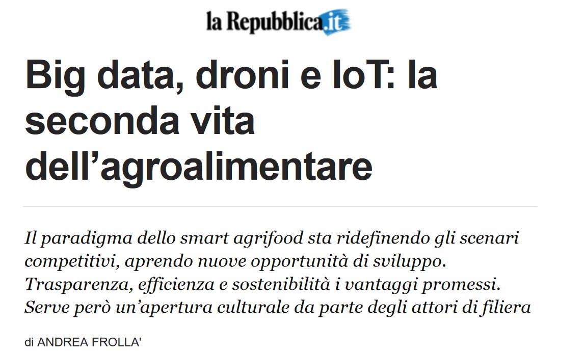 Il paradigma dello smart agrifood sta ridefinendo gli scenari competitivi, aprendo nuove opportunità di sviluppo. Trasparenza, efficienza e sostenibilità i vantaggi promessi. Serve però un’apertura culturale da parte degli attori di filiera bit.ly/2kGDPiR