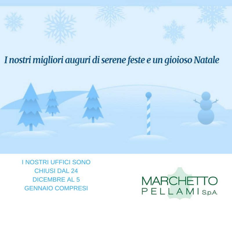 MarchettoPelli's tweet photo. Dal #distretto Vicentino della #pelle, tanti cari auguri di serene feste. From the #Arzignano #Tannery District, #Marchetto #Pellami wish you season's greetings and happy new year. https://t.co/905BDHbjAA