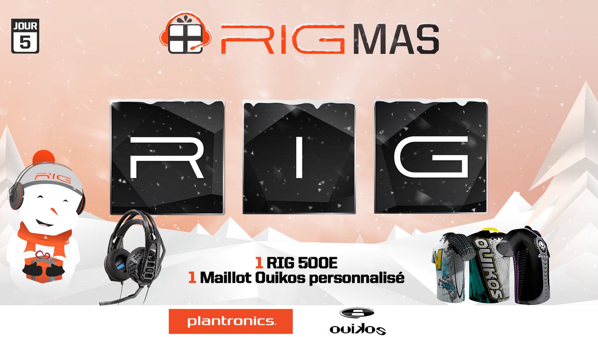 PLTgaming_FR's tweet photo. #RIGmas Jour #5 ft OUIKOS 

✔️ 1 RIG 500E
✔️ 1 maillot OUIKOS personnalisé

👚 RT + FOLLOW @Ouikos &amp; @PLTgaming_FR 
👕 Commente avec la bonne lettre (R / I / G) https://t.co/cE3wIdBLIy