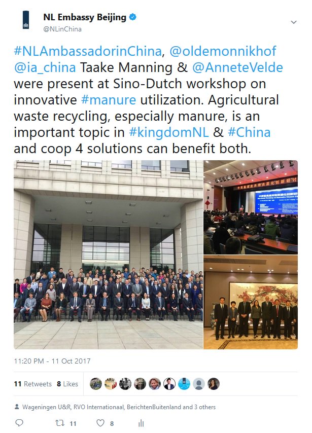 NLinChina's tweet photo. The end of the year is near, so we are looking back to #NLin2017! #Agriculture is in the spotlights today. Some highlights include: our new agricultural counsellor @Cydia59 arrived, #innovative uses of #manure were discussed, PIB Poultry visited #Dalian &amp; 4 years of #SDDDC! https://t.co/Z2WmDMkSAV