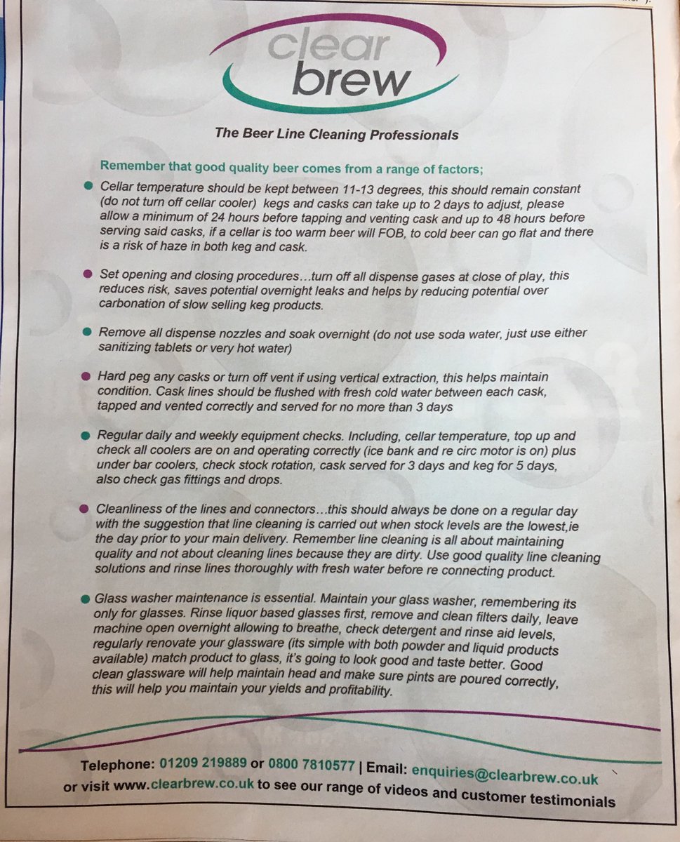 clearbrewuk's tweet photo. Our new Top Tips Ad in the Caterer Licensee Hotelier News. #clearbrew #beerlinecleaning #cellar #betterbeerbetterbusiness #beer https://t.co/HjWQTAXRRV