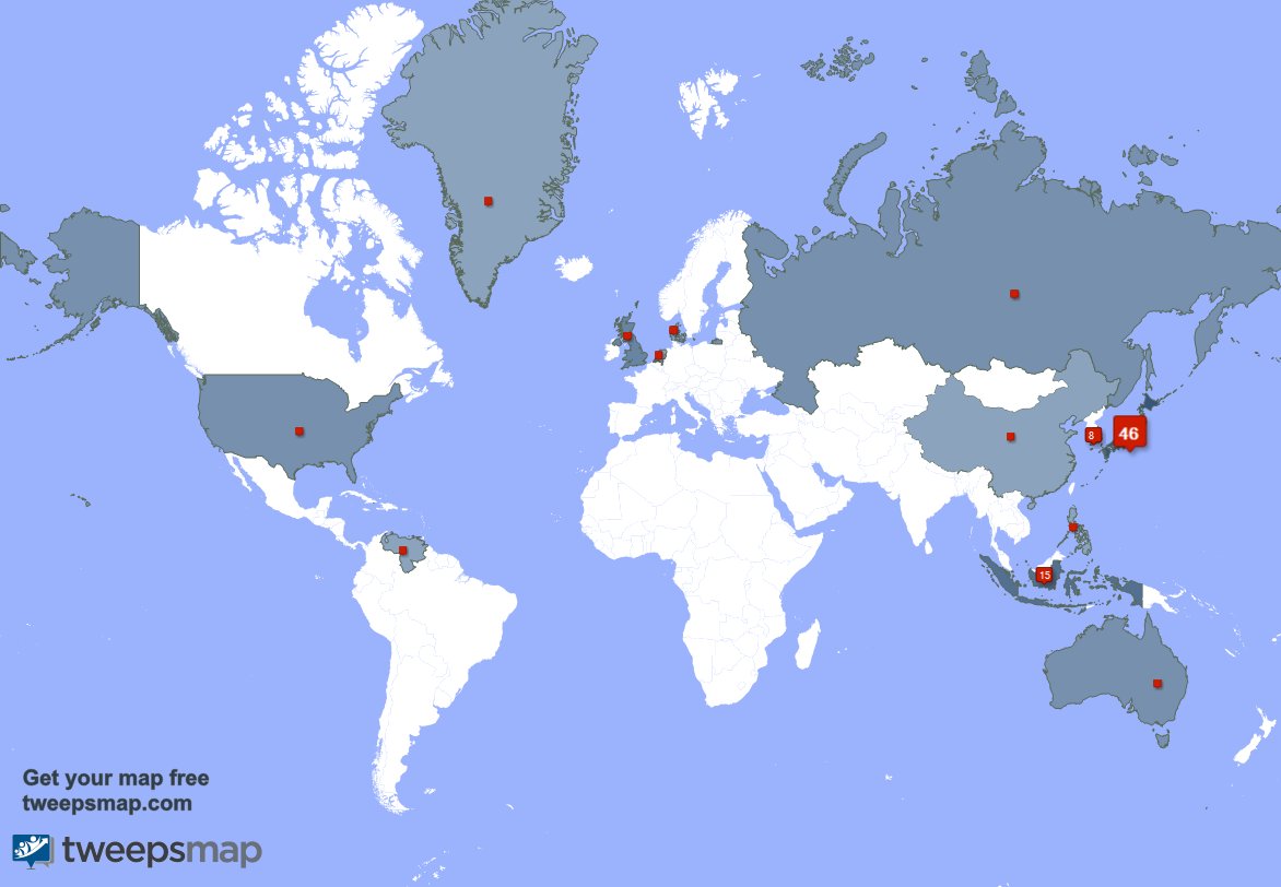 Adieudenuit's tweet photo. My followers live in 13 countries: Japan(46%), Indonesia(15%)... https://t.co/ebxxw3tAYe Get your free map! https://t.co/5uWyg24T53