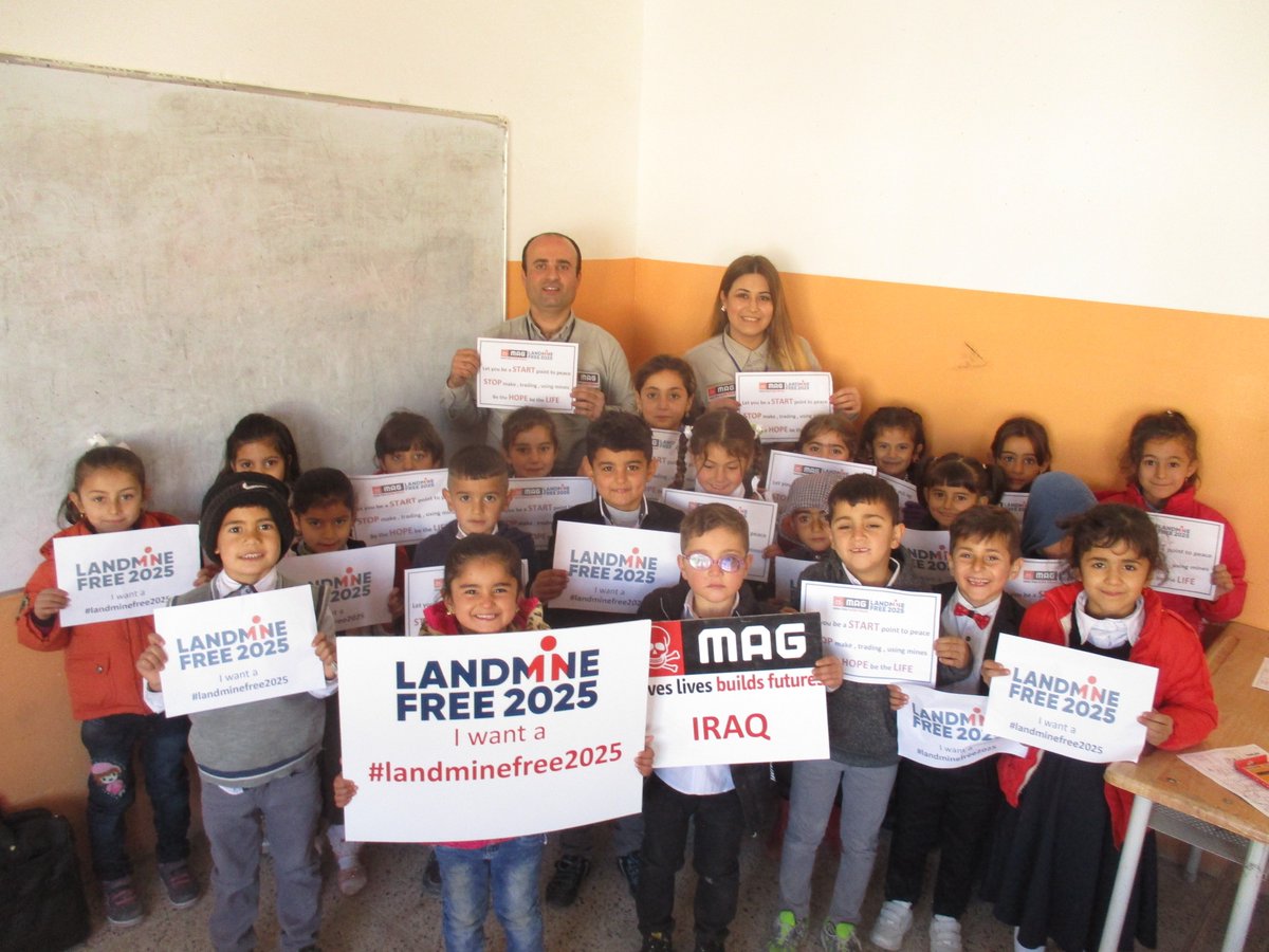 MAGgabrielle's tweet photo. School children with @MAGsaveslives Community Liaison Officers after receiving a mine risk education session tailored for kids to be engaging and interactive to strengthen the retention of the information #landminefree2025 https://t.co/PiwFN5PXKv
