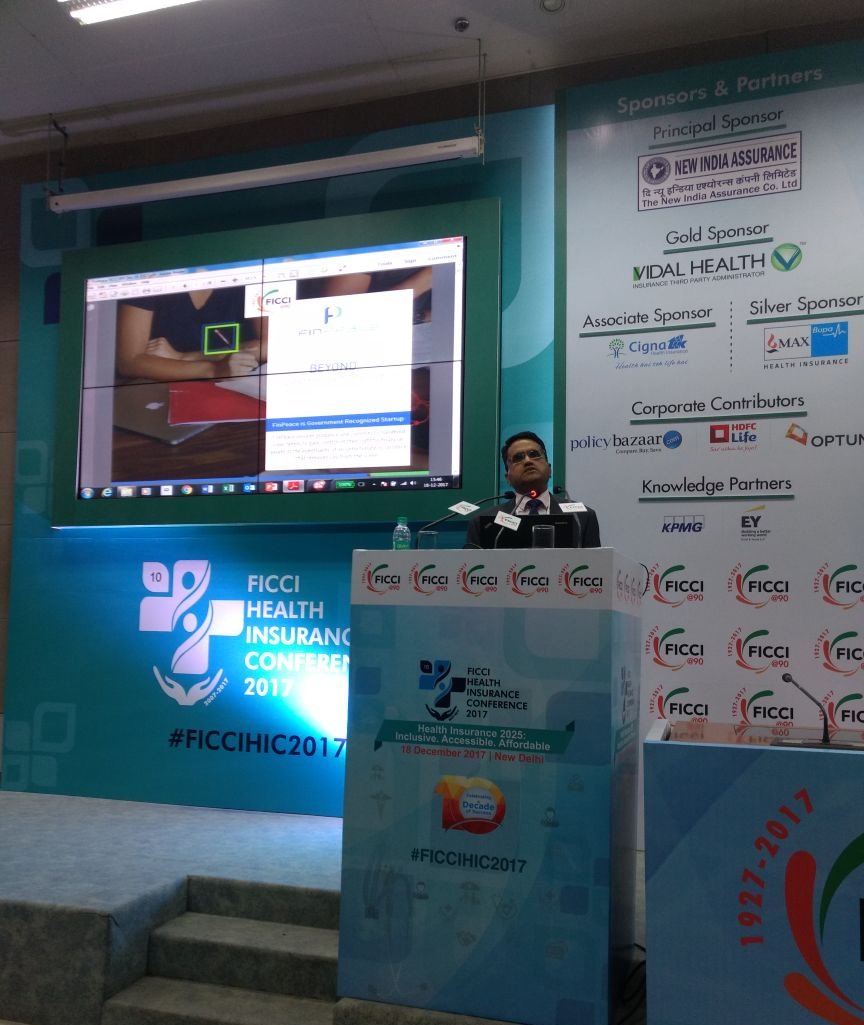 ficci_heal's tweet photo. "It's all about helping the society. We combine #healthscore #OnlineConsultation #NearbyDoctors #OnlineMedicine & #DiagnosticOffers." Mr Nirmal K. Rewaria – CEO & Co-Founder, @Fin_Peace, India's 1st beyond life service provider. #FICCIHIC2017 #FICCI #healthinsuranceconference2017 https://t.co/NHLisbRgFe