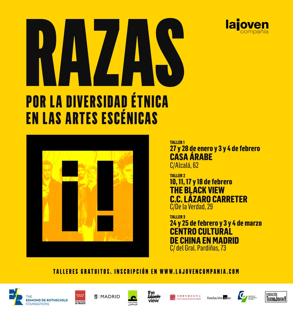 somosLaJoven's tweet photo. #RAZAS

Os presentamos nuestro nuevo proyecto por la diversidad étnica en las artes escénicas con el patrocinio de @edrfoundations.

Talleres gratuitos dirigidos a jóvenes entre 18 y 27 años.

Toda la información e inscripción en https://t.co/CCyBHu2zYU https://t.co/o0V37aRIJj