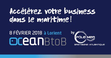 PoleMerBA's tweet photo. Avis aux entreprises du maritime! A vos agendas
Ocean BtoB by @PoleMerBA le 8 février 2018 à Lorient 
Votre Evénement business dans le domaine de la Mer ! https://t.co/eAntzZWKxu https://t.co/3gEtLK0zOa