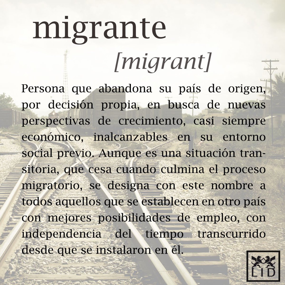 En el Día Internacional del Migrante, queremos aclarar en <a href="/diccionarioslid/">Diccionarios LID</a> un concepto clave para el mundo actual... 🌎 No te pierdas esta definición y muchas más sobre Migración y Extranjería 📖 bit.ly/2jaonv1 💼🌱#SinFronteras #PorLaMigración #SoyMigrante #DLMigración