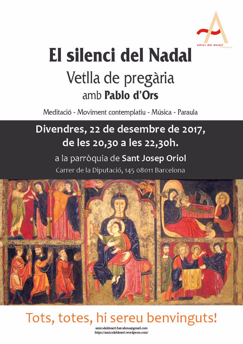 El proper 22 de desembre hi ha aquest acte obert "El silenci del Nadal" amb <a href="/pablo_dors/">Pablo d'Ors</a>, que us recomanem, via @meditaciobcn acocat.org/agenda/vetlla-…