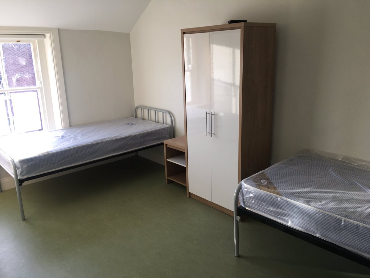 LeoVaradkar's tweet photo. I joined Minister @MurphyEoghan earlier to visit new emergency accommodation in Dublin 2. This Christmas, there will be over 200 additional permanent emergency beds, with wrap around medical &amp; other supports in place for those who are homeless and need our help. https://t.co/PxZ1LRj5ik