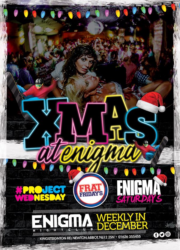 Enigma_NAbbot's tweet photo. *** WHAT'S ON THIS WEEK ***
#ProjectWednesday | Beat the Clock! 🕑🕑🕑
Frat Fridays | £2.50 Drinks! 🏓🍻
Saturday Party | 2 DJs, 2 Dance floors! 🎄❤️
#GetKeen https://t.co/amV1KSADUa