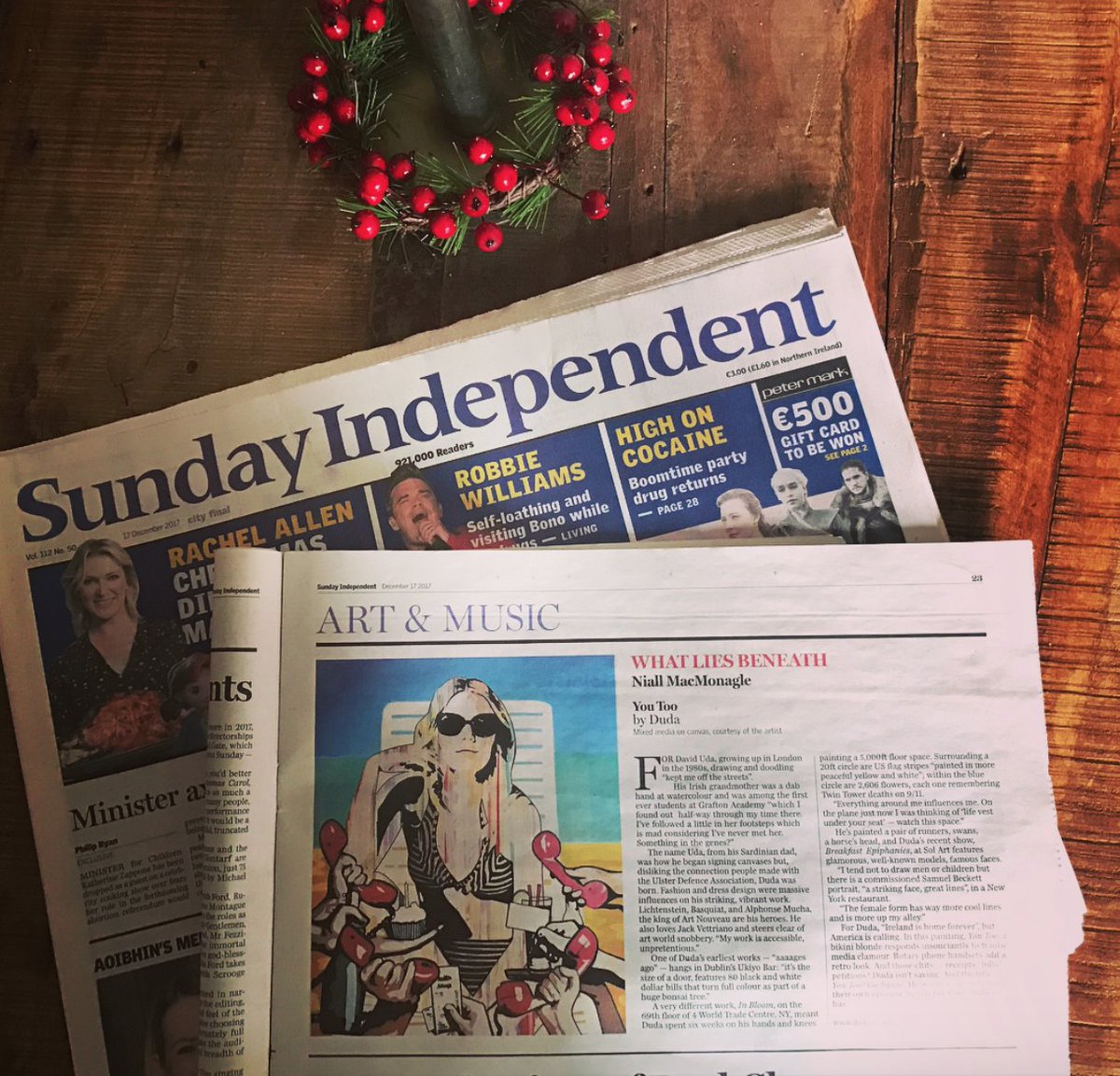 ArtbyDuda's tweet photo. Thanks to Niall MacMonagle for this piece in the weekend's Sunday @Independent_ie ☎️ https://t.co/sMtjaDrTWl #ArtByDuda https://t.co/lNyrOCJHwy