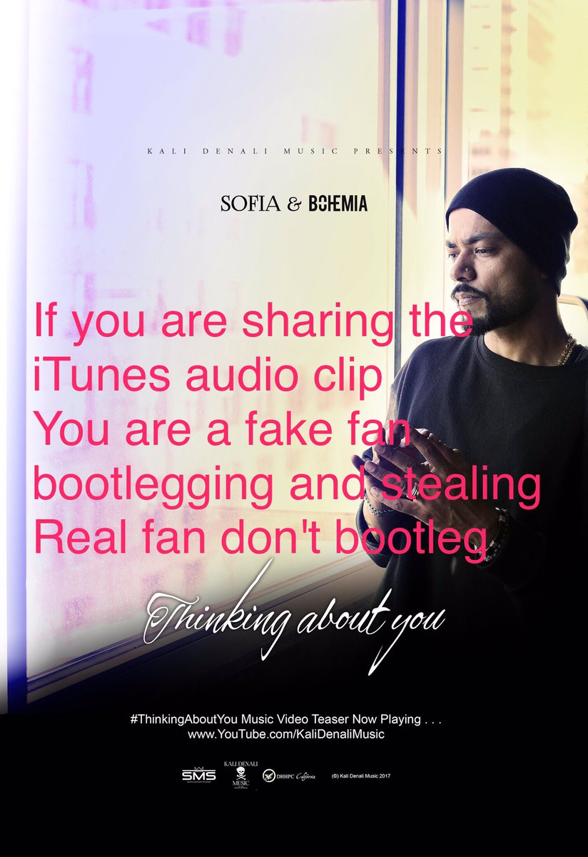 KaliDenaliMusic's tweet photo. Dear Bohemians, don't share the iTunes video clip as song audio. ONLY FAKE FANS DO THAT. Real fans wait and support the original link. https://t.co/olyCk8puBP