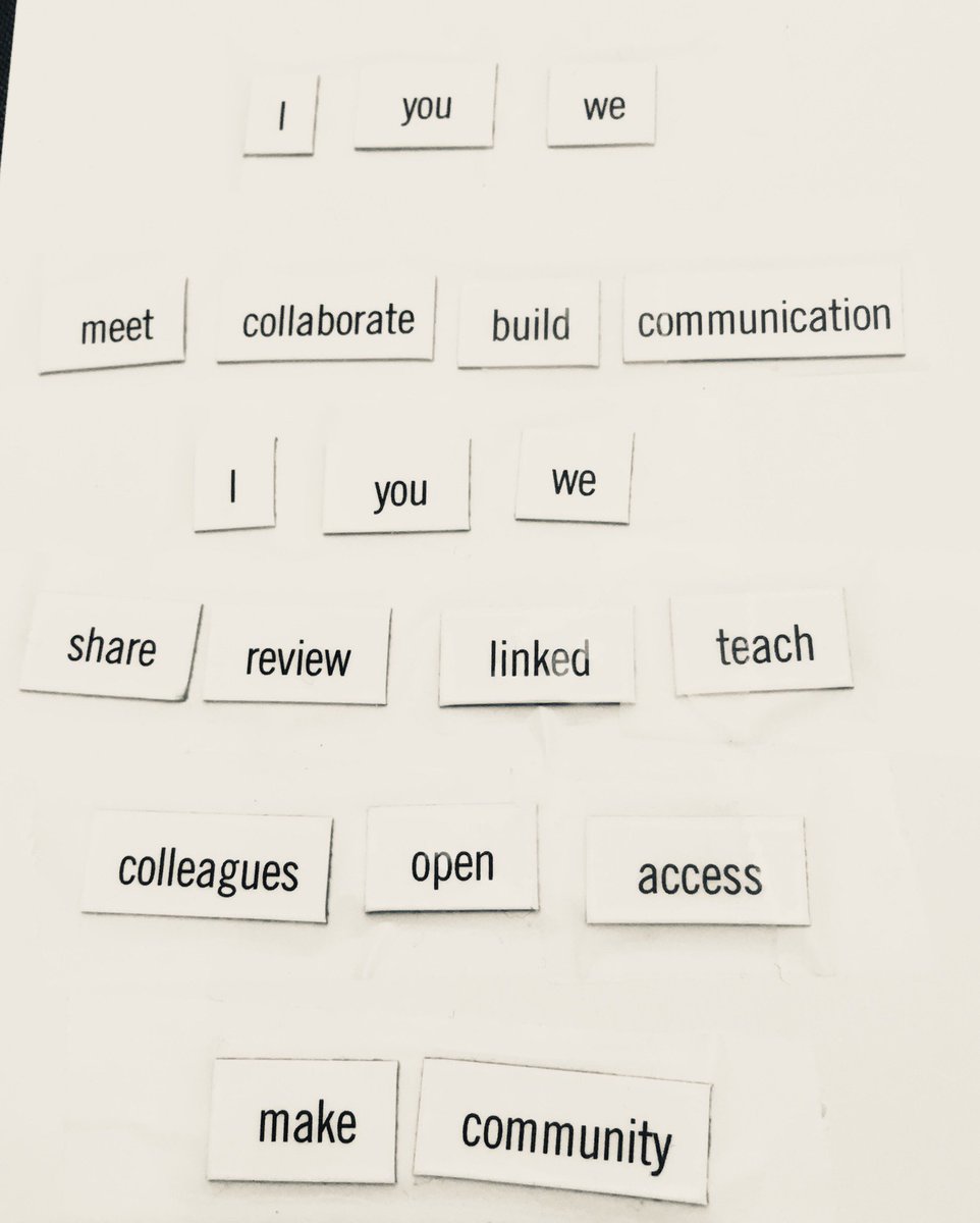 KCommons_org's tweet image. A wonderful poem from Sherry Knazan. Pick up a magnetic poetry kit in the exhibit hall &amp;amp; win an #hcplatypus! #makecommunity #AJS17