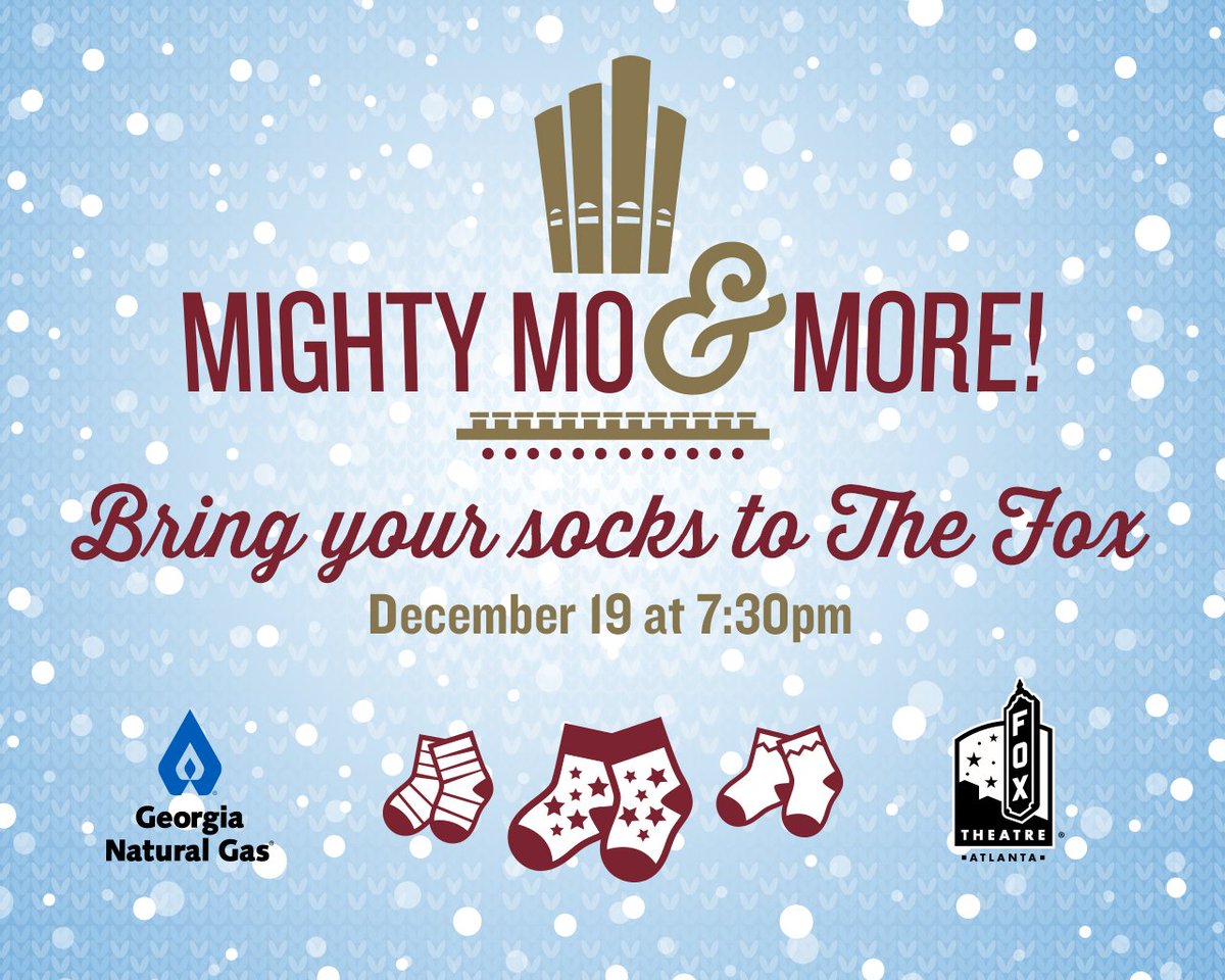 THREEOHWEGO's tweet photo. Tomorrow is the day to bring your socks to the The Fox Theatre in support of Three-Oh-We-Go. Everyone who brings socks or a $10 donation will receive a gift from Georgia Natural Gas! https://t.co/FCWBuhCuhK