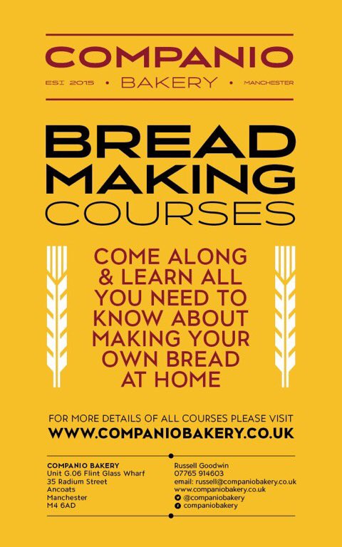 companiobakery's tweet photo. NEXT 'SOURDOUGH BASICS' COURSE AT COMPANIO BAKERY: Sunday 22nd April 2018. Please see website for further details and to book online. Gift vouchers available. https://t.co/kltCogxy2I