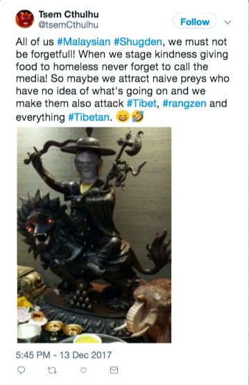 junekang's tweet photo. AnonAcs @tsemCthulhu @_achaean r set up to #target #harass monk @tsemtulku & #Kechara members due 2 our #religion. This #discrimination & #hatespeech must end. @TwitterSafety @TwitterSupport why u do nothing?
@BBC
@HuffPostRelig
@Reuters
#tsemtulku
#StopAchaean
#StoptsemCthulhu https://t.co/McUZpmqc20