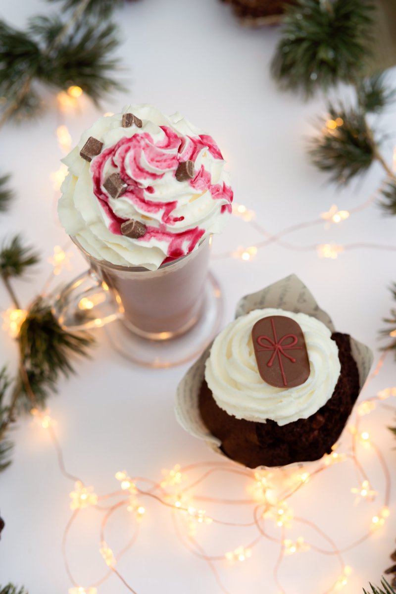 Christmas shopping? Take a little break and treat yourself to our Black Forest Hot Chocolate along with your favourite muffin from our limited edition Christmas range 🎄