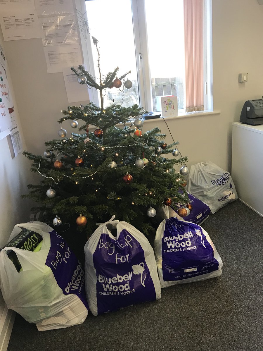 LadbrookInsure's tweet photo. Dropped off our ten collection bags at the @BluebellWoodCH shop in Dinnington.... They’ve been sat under the Ladbrook tree this last week!! https://t.co/T2GSVV3Tnc