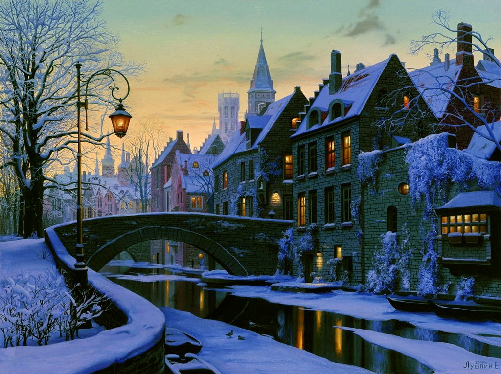 iv_boks's tweet image. Winter Evening In Brugge ❄️✨❄️✨❄️✨
Painting by Eugene Lushpin #art