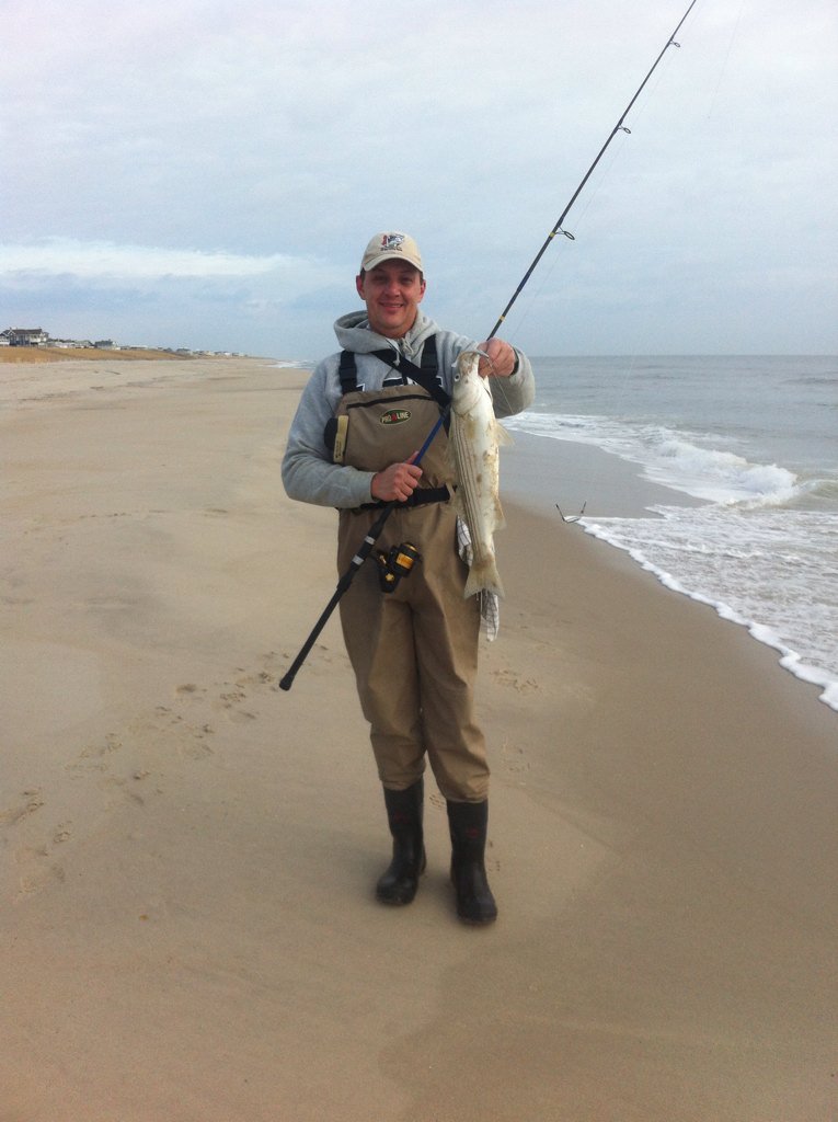 I ran into @baysidedavid  on the beach in #SurfCity #lbi this morning. We released several bass up to 18". Fun fun