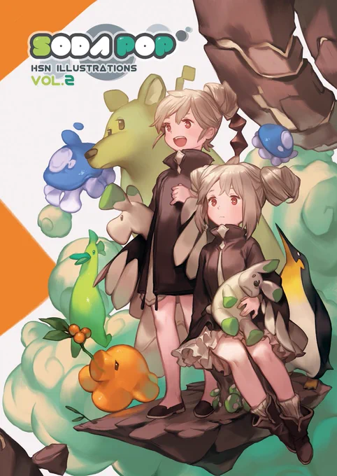 C93で頒布する予定のオリジナルイラストまとめ本(B5/フルカラー/36P)の表紙と描き下ろし2枚の一部です。 