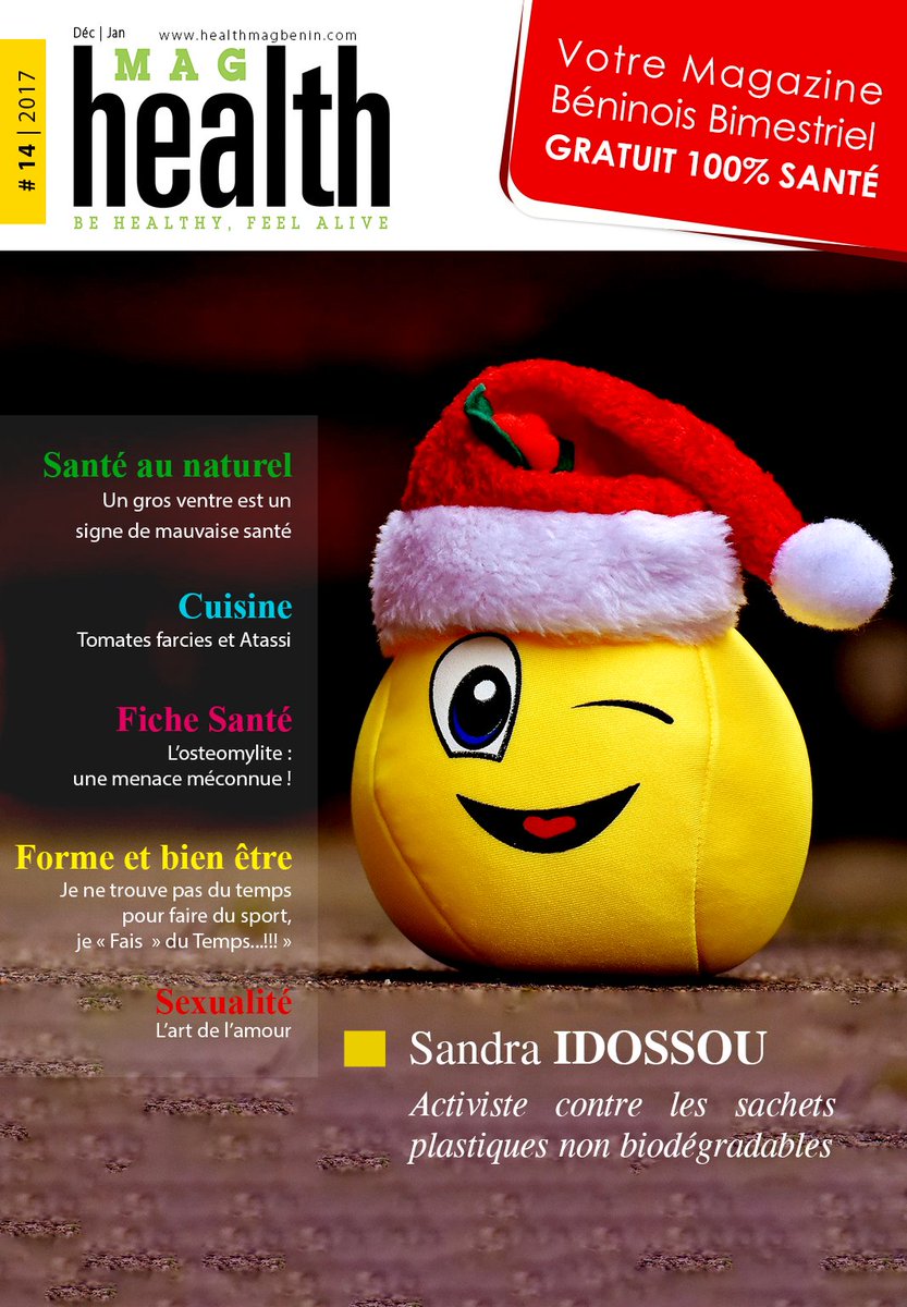 grandhosters's tweet photo. Le nouveau numéro de votre magazine 100% santé, Health Mag, vient de paraître. Retrouvez dedans, un interview de #SandraIdossou , sur la lutte contre l'utilisation de sachets biodégradables au Bénin.
Lisez votre mag N°14, SPÉCIALES FÊTES sur https://t.co/Ib1eNMcqnv
#Healthmag https://t.co/lnmK3RX08w