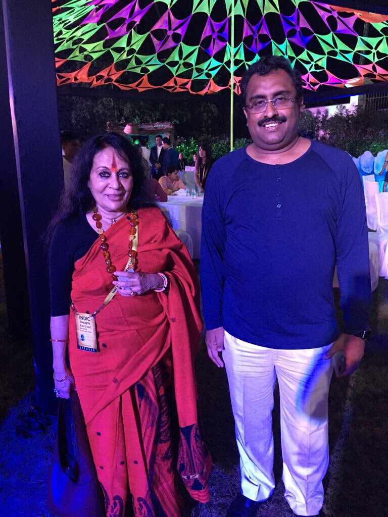 sonal_mansingh's tweet photo. With @rammadhavbjp at #Indic Thoughts Festival #ITF2017 https://t.co/5qBJFOGI3F
