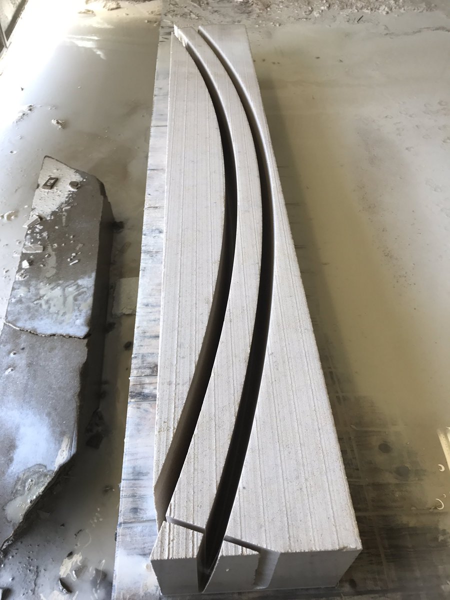 DimensionalSton's tweet photo. Our 5 axis #CNC machine making light work again of these radius tread risers made from #French #Limestone #ModernMasonry https://t.co/ZZfHOklYDQ
