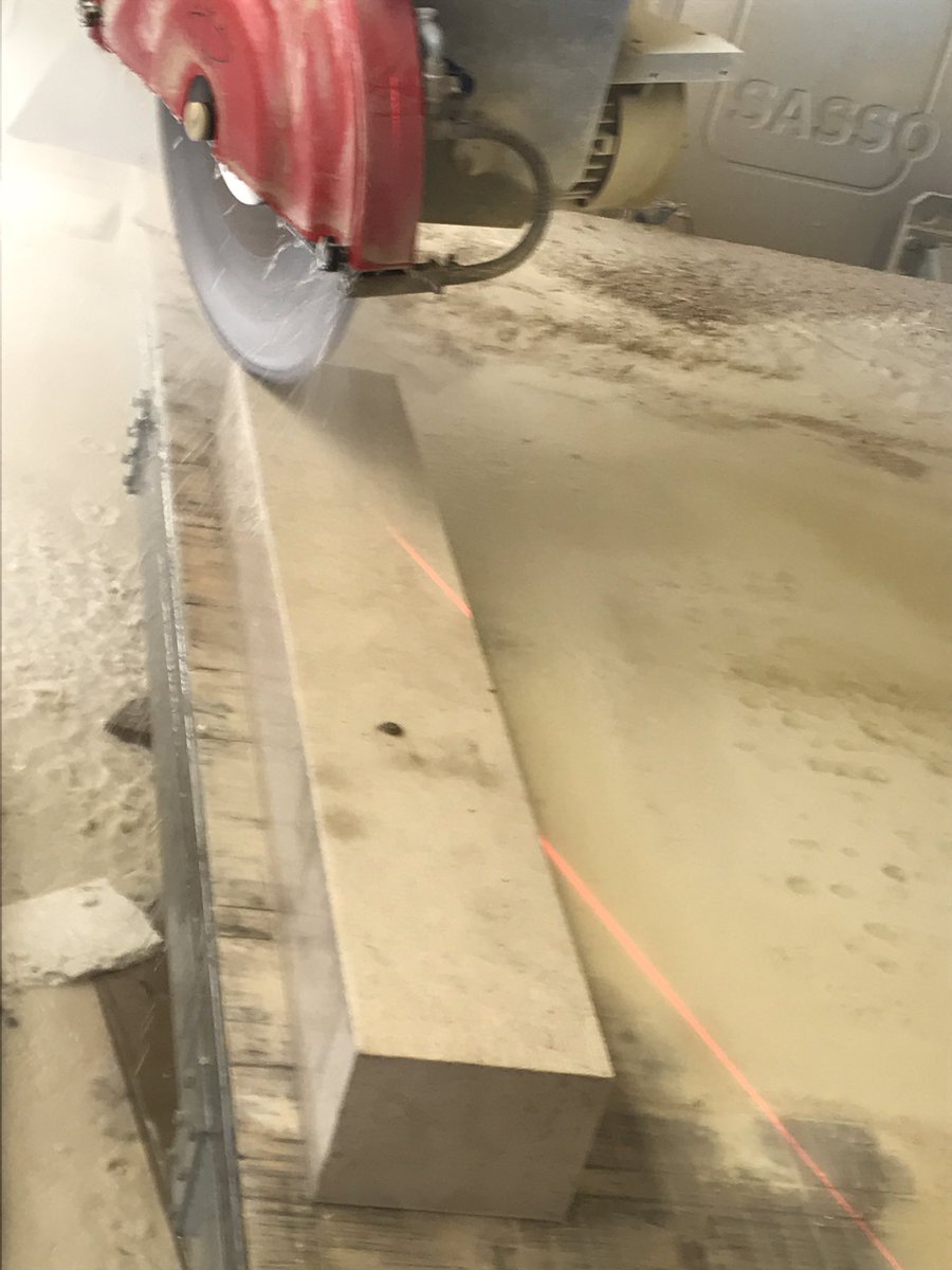 DimensionalSton's tweet photo. Our 5 axis #CNC machine making light work again of these radius tread risers made from #French #Limestone #ModernMasonry https://t.co/ZZfHOklYDQ